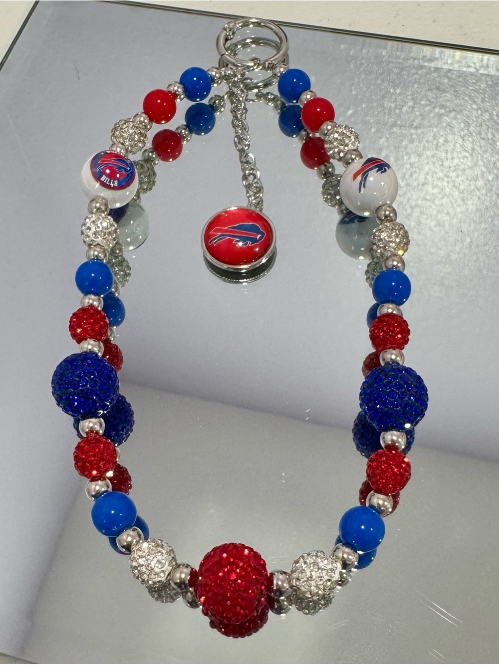 New Red & Royal Blue Beaded Phone Chain